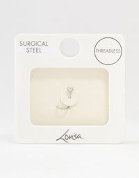 Surgical Steel Single Cubic Zirconia Threadless Nose Stud - link has visual effect only