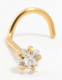 Gold Plated Surgical Steel Cubic Zirconia Star Threadless Nose Stud - link has visual effect only