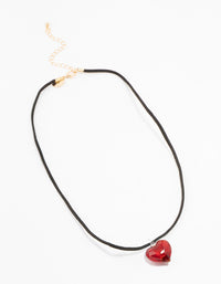 Mini Red Beaded Glass Heart Necklace - link has visual effect only