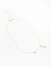 Mini Gold Apple Necklace & Earring Set - link has visual effect only