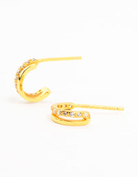 Gold Plated Sterling Silver Double Hoop Earrings - link has visual effect only