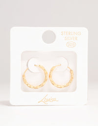 Gold Plated Sterling Silver Twisted Hoop Earrings 15MM - link has visual effect only