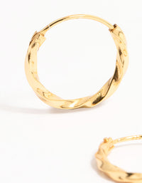 Gold Plated Sterling Silver Twisted Hoop Earrings 15MM - link has visual effect only