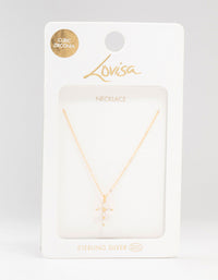 Gold Plated Sterling Silver Cubic Zirconia Cross Necklace - link has visual effect only