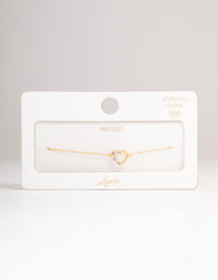 Gold Plated Sterling Silver Cubic Zirconia Heart Bracelet - link has visual effect only