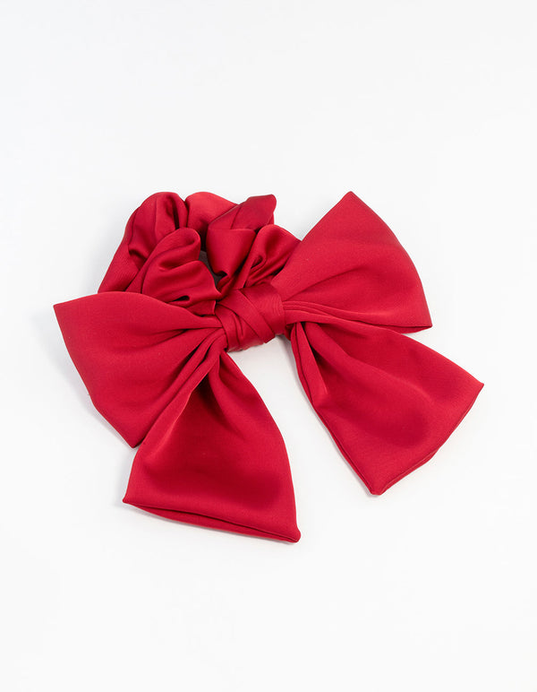 Red Satin Bow Scrunchie