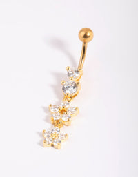 Gold Plated Titanium Flower Drop Belly Bar - link has visual effect only