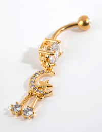 Gold Plated Titanium Celestial Drop Belly Bar - link has visual effect only