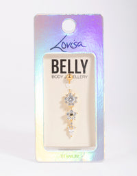 Gold Plated Titanium  Floral Belly Bar - link has visual effect only
