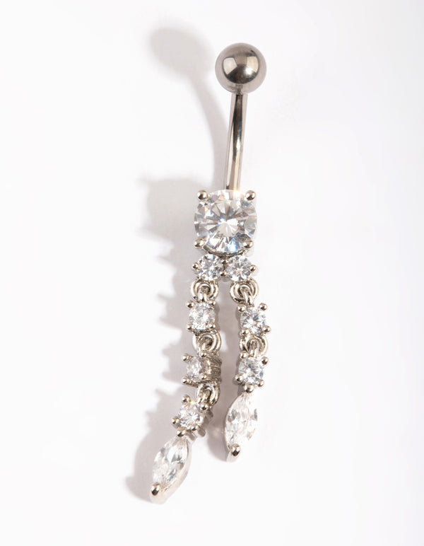 Titanium Mixed 2 Row Dangle Belly Ring