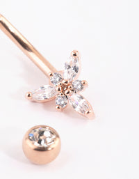 Rose Gold Plated Titanium Diamante Belly Bar - link has visual effect only