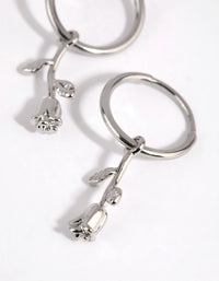 Surgical Steel Hanging Rose Hoop Earrings - link has visual effect only