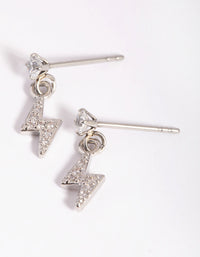 Surgical Steel Diamante Lightning Bolt Charm Stud Earrings - link has visual effect only