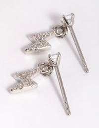 Surgical Steel Diamante Lightning Bolt Charm Stud Earrings - link has visual effect only