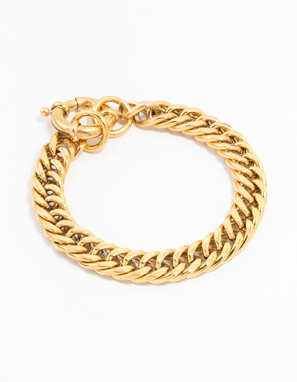 Waterproof Gold Plated Stainless Steel Vintage Curb Chain Bracelet