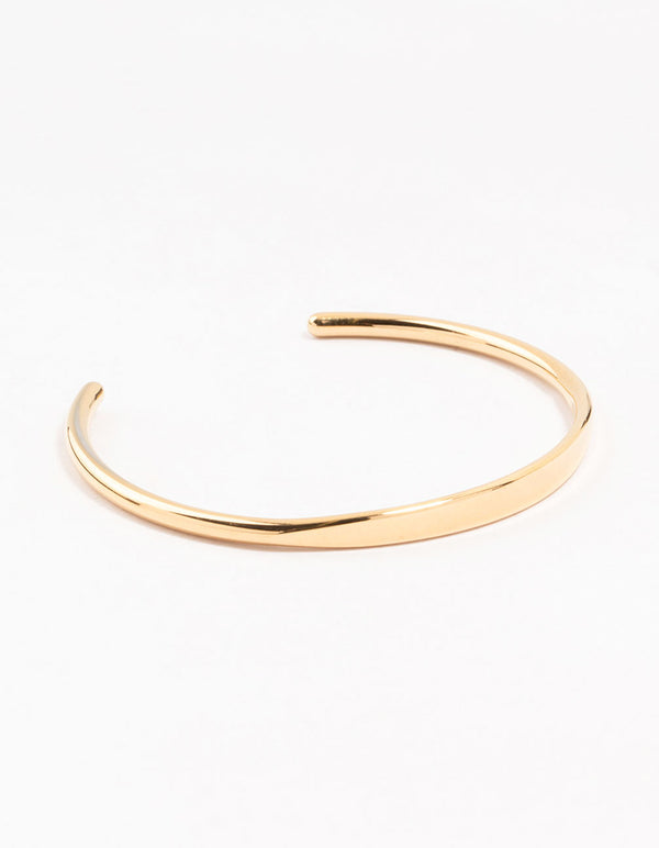 Gold Plated Stainless Steel Slim Wrist Cuff Bangle