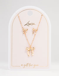 Gold Bows Necklace & Earring Set - link has visual effect only