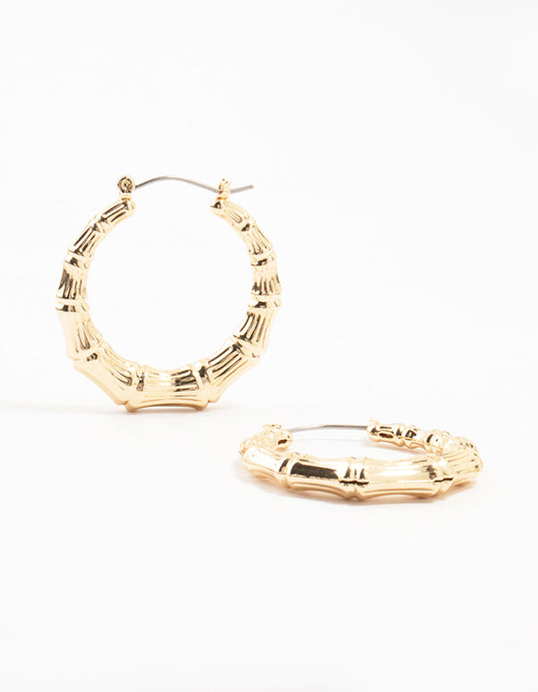 Gold Bamboo Hoop Earrings