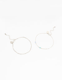 Silver Station Facet Beaded Anklets 2-Pack - link has visual effect only