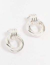 Silver Plated Circle Drop Stud Earrings - link has visual effect only