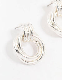 Silver Plated Circle Drop Stud Earrings - link has visual effect only