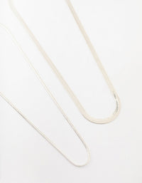 Silver Plated Herringbone Chain Necklaces 2-Pack - link has visual effect only