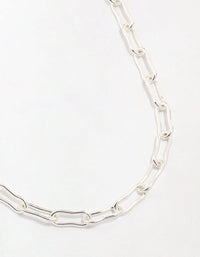 Silver Plated Mixed Link Necklace - link has visual effect only