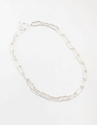 Silver Plated Mixed Link Necklace - link has visual effect only