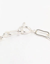 Silver Plated Mixed Link Necklace - link has visual effect only