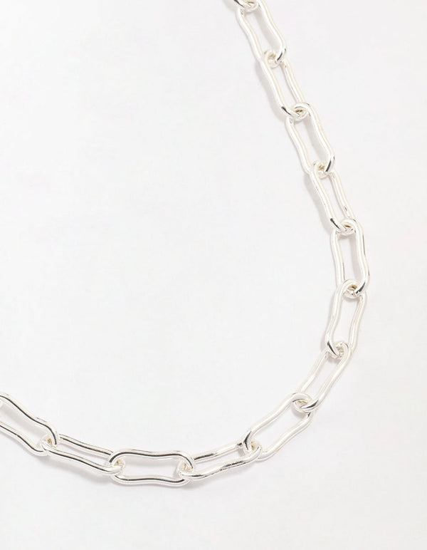 Silver Plated Mixed Link Necklace