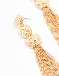 Gold Multiple Knit Tassel Drop Earrings - link has visual effect only