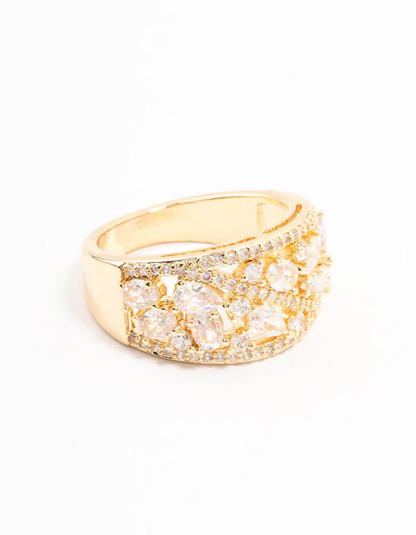 Gold Plated Mixed Stone Cubic Zirconia Ring