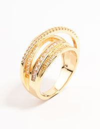 Gold Plated Layered Wrapped Cubic Zirconia Band Ring - link has visual effect only