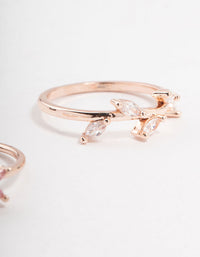 Rose Gold Plated Flower Vine Cubic Zirconia Rings 2-Pack - link has visual effect only