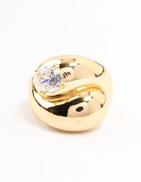 Gold Plated Puffy Swirl Cubic Zirconia Rings - link has visual effect only