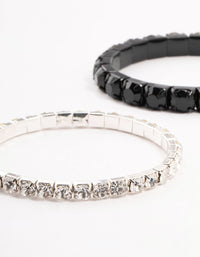 Black & Rhodium Plaited Bracelet 3- Pack - link has visual effect only