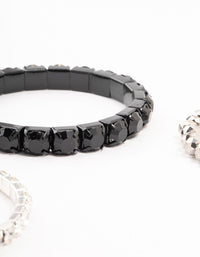 Black & Rhodium Plaited Bracelet 3- Pack - link has visual effect only