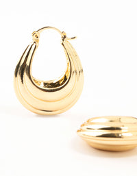 Gold Plated Ribbed Chunky Hoop Earrings - link has visual effect only