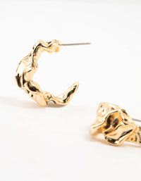 Gold Plated Molten Mini Hoop Earrings - link has visual effect only