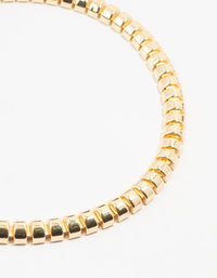 Gold Plated Rectangle Link Necklace - link has visual effect only