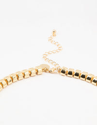 Gold Plated Rectangle Link Necklace - link has visual effect only