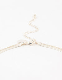 Silver Plated Baguette Diamante & Snake Chain Necklaces 2-Pack - link has visual effect only