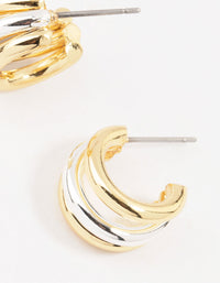 Mixed Metals Mini Claw Hoop Earrings - link has visual effect only