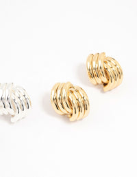 Mixed Metals Knotted Stud Earrings 2-Pack - link has visual effect only