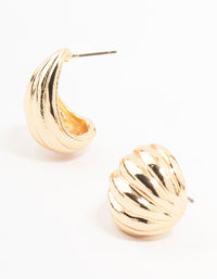 Gold Link Small Stud Earrings - link has visual effect only