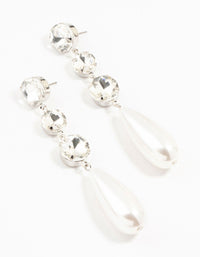 Silver Diamantes & Pearl Drop Earrings - link has visual effect only