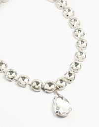 Silver Diamante Statement Pendant Necklace - link has visual effect only