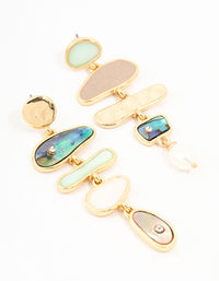 Gold Mixed Shape & Multicoloured Shell Drop Earrings - link has visual effect only