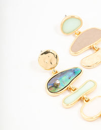 Gold Mixed Shape & Multicoloured Shell Drop Earrings - link has visual effect only