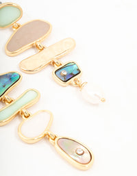 Gold Mixed Shape & Multicoloured Shell Drop Earrings - link has visual effect only